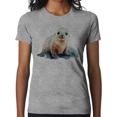 Imagem de Baby Look Foca Bebê - Foca na Moda, Cinza, G