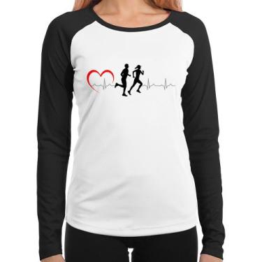 Imagem de Baby Look Raglan Batimentos Cardíacos Corrida Coração Manga Longa - Fo