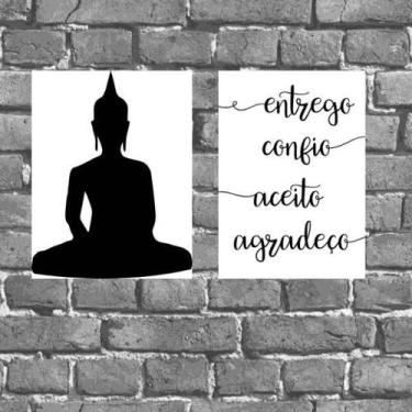 Imagem de Kit 2 Placas Buda Entrego Aceito Confio 18x27cm - Quadros On-line