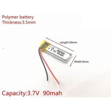 Imagem de Bateria 3,7v 90mah 3,5mm X 9mm X 26mm  C/2 Fios - KMIG