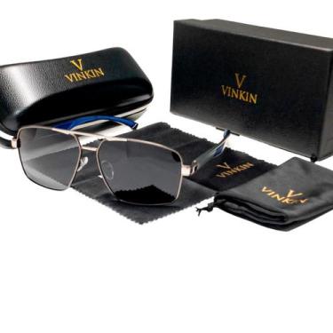Imagem de Óculos De Sol Vinkin Masculino Polarizado Uv400 Luxuoso, Cinza, Azul