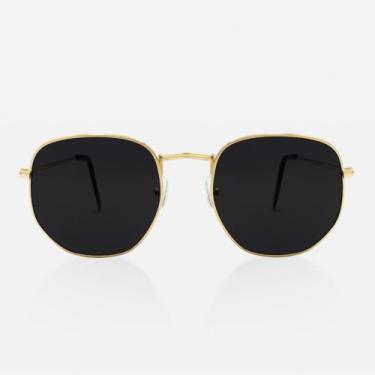 Imagem de Óculos de Sol Hexagonal preto com dourado - Imperatriz