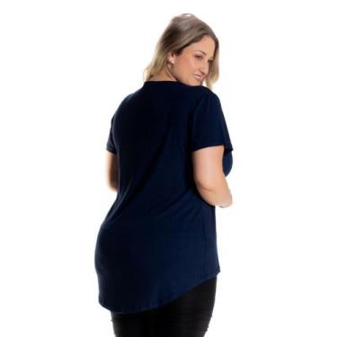 Imagem de Blusa Feminina Plus Size Mullet 1126 - Mulher Única, G4, Azul marinho