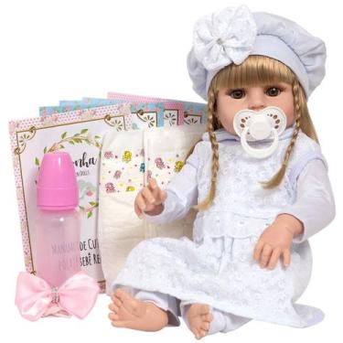 Imagem de Bebe Reborn Menina Loira Linda 100% Silicone Pode Dar Banho - Cegonha 