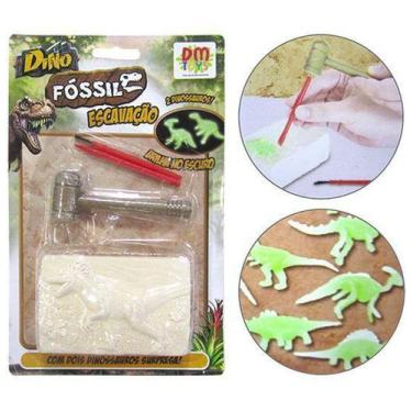 Imagem de Dinossauro fosseis escavacao com 2 dino brilha no escuro + bloco de ge