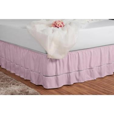 Imagem de Saia Cama Box Conjugada Casal King Ponto Palito 2,03 x 1,93 x 0,40 - I