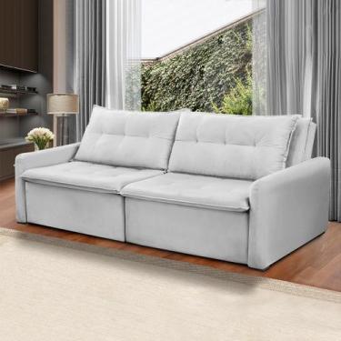 Imagem de Sofá Cama Retrátil Reclinável 4 Lugares D26 Slim 2,10x1,00m Suede Cinz
