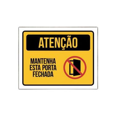 Imagem de Placa De Sinalização - Atenção Mantenha Porta Fechada 27X35