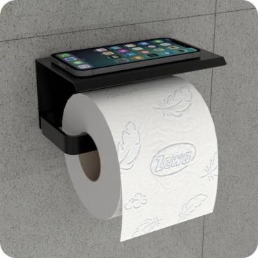 Imagem de Porta Papel Higiênico Inox De Parede Banheiro Preto MAX - HomeDecor