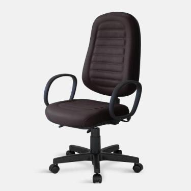 Imagem de Cadeira Presidente Belluno Giratória Back com Braços Marrom - Flex Cad
