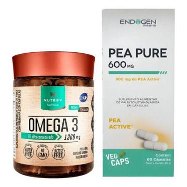 Imagem de Kit Pea Pure 600mg 60 Caps + Omega 3 Ultra Tg 60 Caps  - Endogen