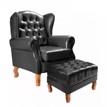 Imagem de Poltrona Imperador com Puff Chesterfiel Dom Pedro material sintético B
