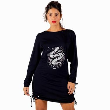 Imagem de Vestido Manga Longa Estampa Metalizada Casual Moderno - Deliriyou, M, 