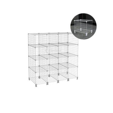 Imagem de Estante Balcão Expositor Aramado 16 Nichos 40cm Profundidade Branco - 