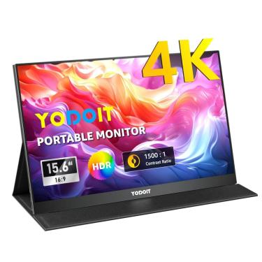 Imagem de Monitor portátil Yodoit 4K UHD IPS de 15,6 polegadas com USB-C preto