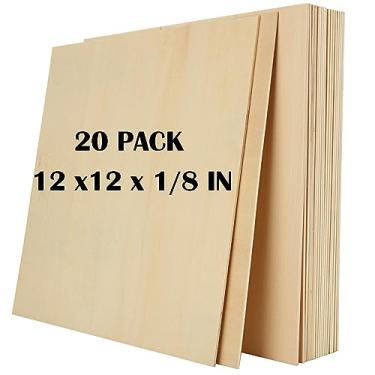 Imagem de APACALI Folhas De Basswood De 20 Unidades De Madeira Compensada De 1/8 X 12 X 12 Polegadas Placa De Madeira Quadrada De 3 Mm Para Artesanato, Folhas De Madeira Inacabadas Basswood De 3 Mm Para Fabrica