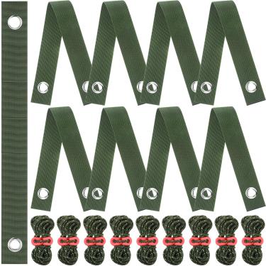 Imagem de Sintuff Conjunto de 9 conjuntos de estacas de árvore para serviço pesado de 40 cm de tiras de árvore para estaca e corda de 4 m para suporte de ancoragem de planta inclinada para jardim (verde