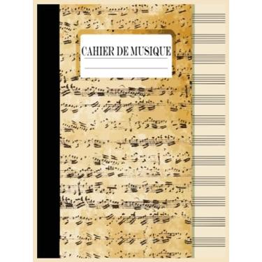 Imagem de cahier de musique petit format: 17x22 50 pages grands carreaux avec 10 portées musicales pour le solfège ou la composition | pour enfants et adultes débutants ou confirmés