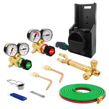 Imagem de SWIPROY G150 J-P Kit de tocha de corte leve de oxigênio e acetileno sem tanques, kit de tocha HVAC de soldagem a gás, regulador de gás, pontas