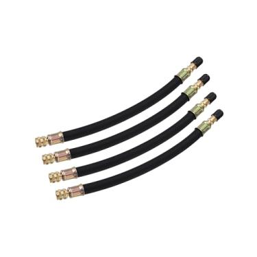 Imagem de INFINAUTO 4 peças de extensão de válvula de pneu ferramenta adaptador de haste de válvula dupla flexível tubos extensores de haste de 21 cm / 8,3" para carro, caminhão, bicicleta, reboque, rv,