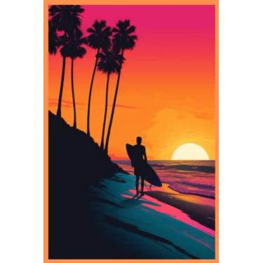 Imagem de Notebook: Retro surfing scene blank lined notebook