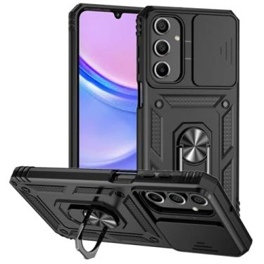 Imagem de Tothedu Capa para Galaxy A16 5G, capa para Samsung A16 SM-A166B com capa de câmera deslizante, anel giratório de 360°, capa magnética à prova de choque para Samsung Galaxy A16 preta