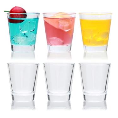 Imagem de Conjunto de 6 copos de shot, vidro transparente, conjunto a granel com base pesada, copos redondos de 47 g para vodca, tequila, licores, bebidas espirituosas, bar doméstico, restaurantes