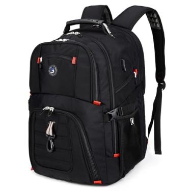 Imagem de SHRRADOO Mochila extra grande para viagem para laptop de 52 l com porta de carregamento USB, mochila universitária aprovada por companhias aéreas, bolsa de trabalho para negócios serve para laptops de 17 polegadas para homens e mulheres, preta