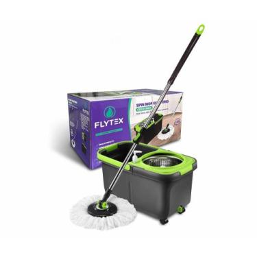 Imagem de Mop Giratório Esfregão para Limpeza Geral Cesto em Inox 16L com 2 Refi