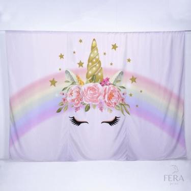 Imagem de Painel de Festa Retangular Unicórnio de 5,00x3,00m - Fera Print