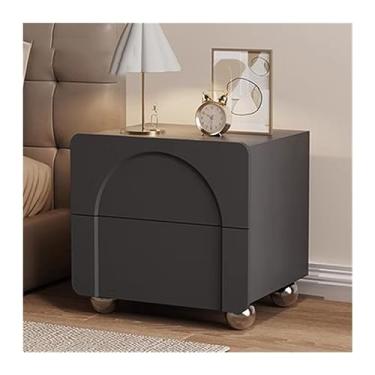 Imagem de LICONG-2020 Mesa de cabeceira pequena de madeira simples cor sólida mesa de cabeceira para armazenamento de quarto bonito armário pés gaveta dupla grande capacidade cabeceira móveis moldura de