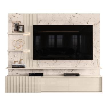 Imagem de Painel Home Suspenso Atena Calacata Off White Para Tv Até 65 Madetec Calacata Off White