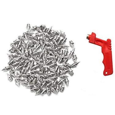 Imagem de AUGSUN 110 peças de aço inoxidável para trilhos e espigões Cross Country com chave de ponto, pontas de reposição para tênis de corrida Sprint Sports Short (0,63 cm)