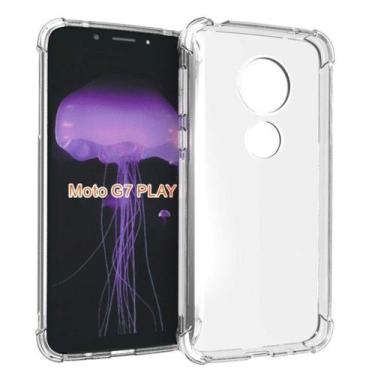 Imagem de Kit Capinha Silicone Antichoque + Película Vidro Moto G7 Play XT1952-2