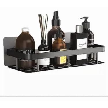 Imagem de Suporte de Shampoo e Sabonete para Box – Instalação Sem Furo, Aço Carbono Preto Fosco, Antiferrugem