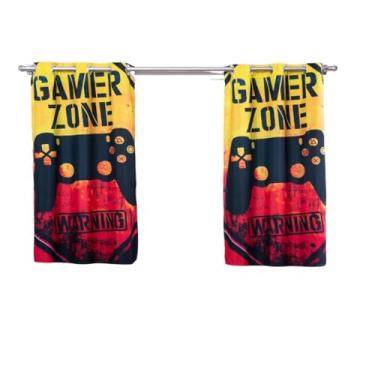 Imagem de Cortina Quarto Infantil Criança Pequena Estampada Decorativa Varao Simples Gamer Zone
