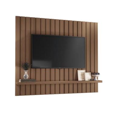 Imagem de Painel Suspenso Ripado Sala Estar TV Até 60 Polegadas 1 Prateleira Lin