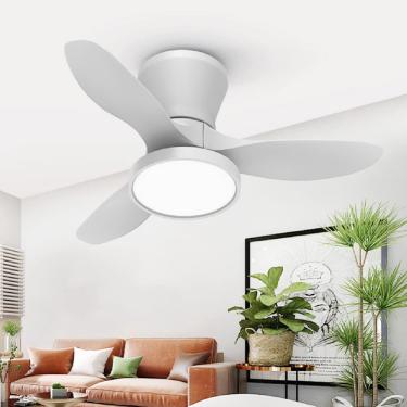 Imagem de Ventilador de teto ocioc Quiet com luz led, motor dc de 81 cm, branco