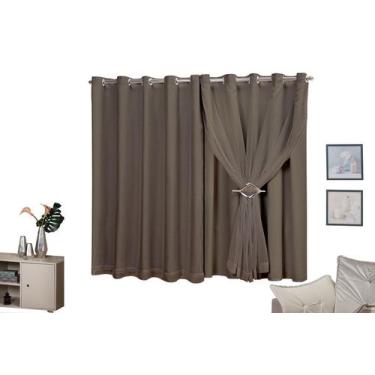 Imagem de Cortina  com Voil Corta Luz Ilhós cromado 4,00x1,70 - Empório Luz, Tab