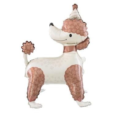 Imagem de Balões para cães de estimação Poodle balões de aniversário para crianças decoração de festa de aniversário tema animal decorações de festa filhotes cães balão marrom