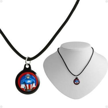 Imagem de Colar Infantil Ajustável Menino + Pingente Capitão América