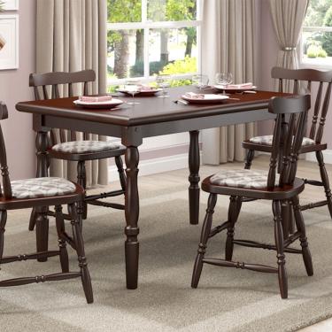 Imagem de Mesa de Jantar 103EA com 04 Cadeiras 155EA Castanho Acetinado Piratini