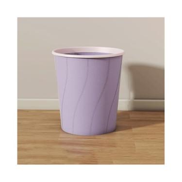 Imagem de Lixeira para Área Externa Lixeira, design reto sem tampa redonda Lixeira para cozinhas domésticas e cafeterias Plástico roxo Lixeira para Área Externa(Grande)