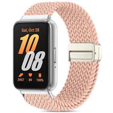 Imagem de Huadea Pulseira de nylon trançado magnético compatível com Samsung Galaxy Fit 3 para mulheres e homens, alça solo, elástica, elástica, ajustável, para Galaxy Fit 3, SM-R390