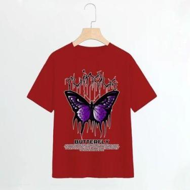 Imagem de Camisa camiseta básica streetwear "Borboleta roxa BUTTERFLY" - loja di