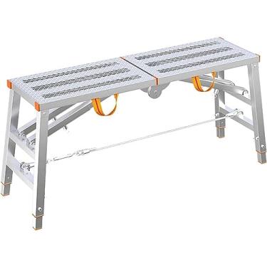 Imagem de Escada de andaime de aço multiuso portátil com plataforma de trabalho ajustável, pés antiderrapantes para trabalhos de manutenção 200 x 30 cm e 160 x 40 cm