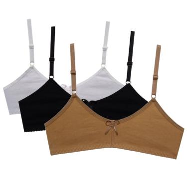 Imagem de Kit 3 Sutiã Algodão Sem Bojo Menina Infanto Juvenil Promoção