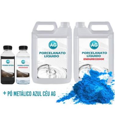 Imagem de Kit Porcelanato Líquido Metálico Azul Céu AG por M² - Resinas ag, 1m²