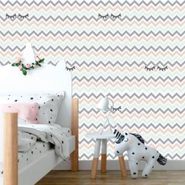 Imagem de Papel de Parede Chevron com Olhinhos de Unicórnio 250 - Inove Papéis d
