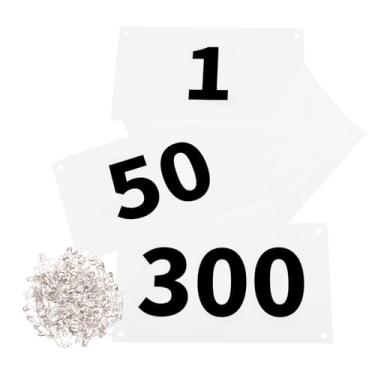 Imagem de Azarxis Números concorrentes de corrida com pinos de segurança, números de corrida 1-100 ou 1-200, Tyvek à prova de rasgos e à prova d'água 10 x 17 polegadas para corridas e eventos maratonistas (números 1-300)